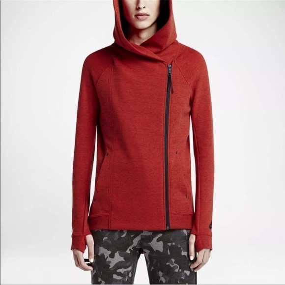 Nike Tech Fleece Cape Jacket Olive Green Hooded Sportswear Asymmetrical Zip M - Picture 15 of 15